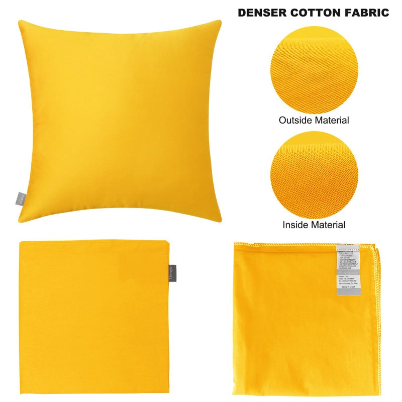 Thmyo 4-Pack Cotton Comfortable Solid Decorative Throw Pillow Case Square Cushion Cover Pillowcase (Cover Only,No Insert)(20x20inch/50x50cm, Yellow) - Image 5